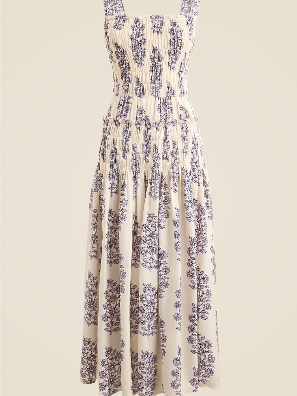 J. Crew Smocked-bodice midi dress in blooming lilac block print